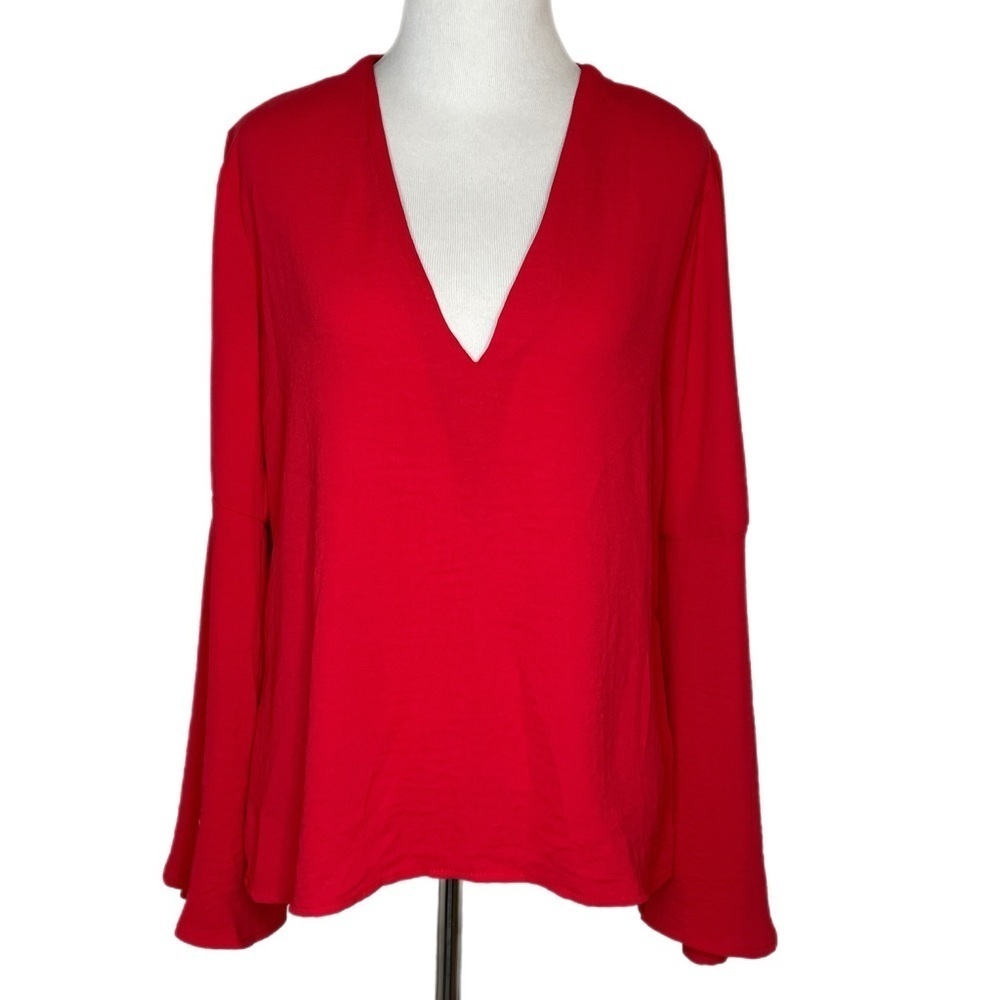 Somedays Lovin Red Bell Sleeve Top Size Small